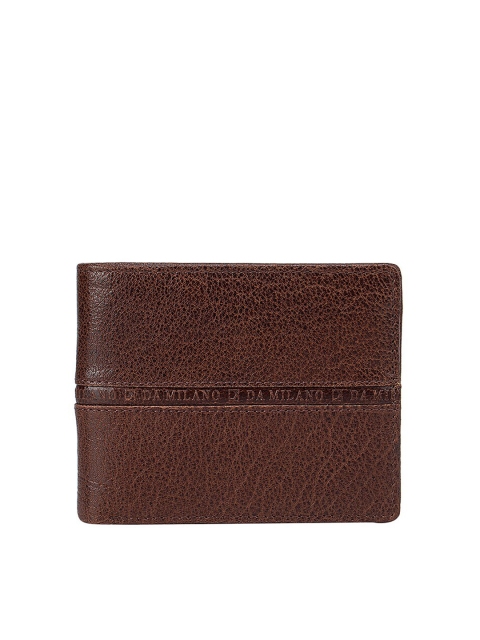 

Da Milano Men Brown Textured Leather Two Fold Wallet