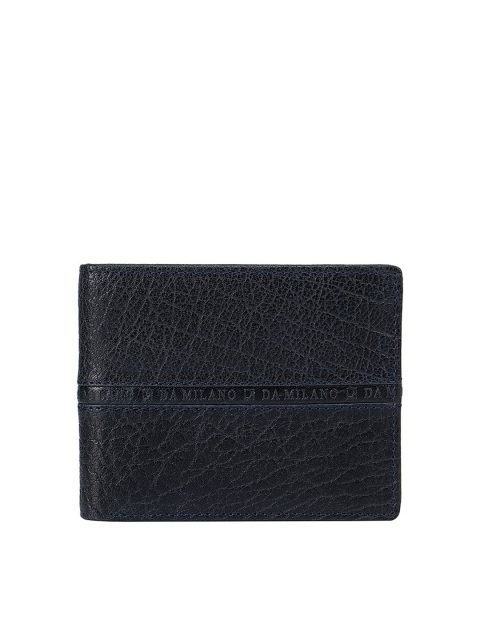 

Da Milano Men Blue Textured Leather Two Fold Wallet