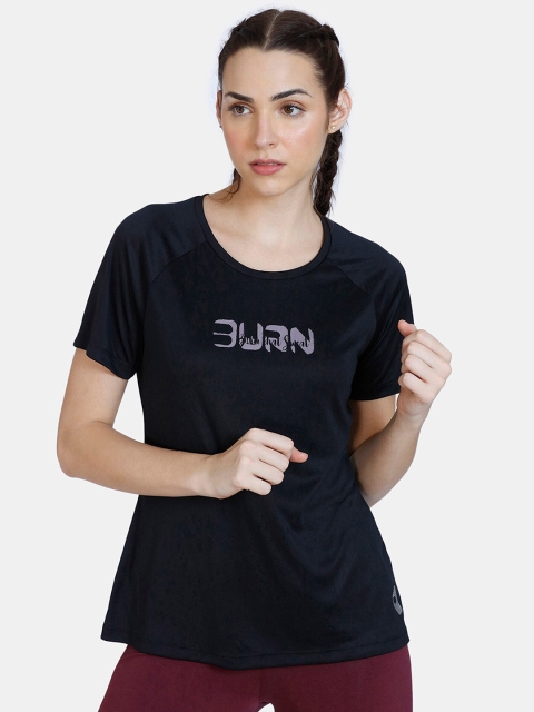 

Zelocity by Zivame Women Black Typography Printed Running T-shirt
