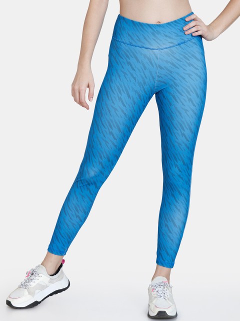 

Zelocity by Zivame Women Blue Printed Ankle Length Tights