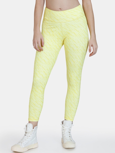 

Zelocity by Zivame Women Yellow Printed Skinny-Fit Tights