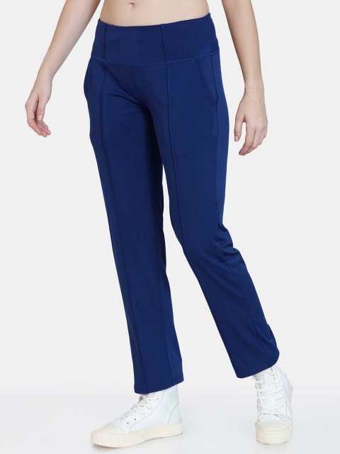 

Zelocity by Zivame Women Blue Solid Straight Fit Track Pant