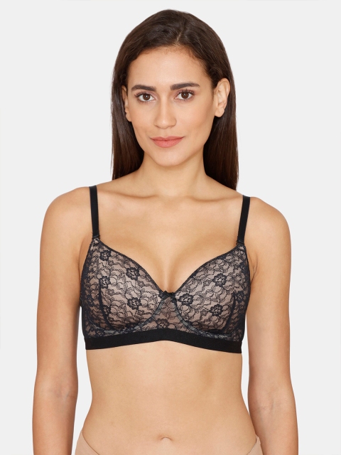 

Zivame Black Floral Lightly Padded Bra