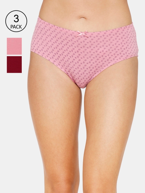

Zivame Women Pack of 3 Cotton Hipster Briefs, Pink