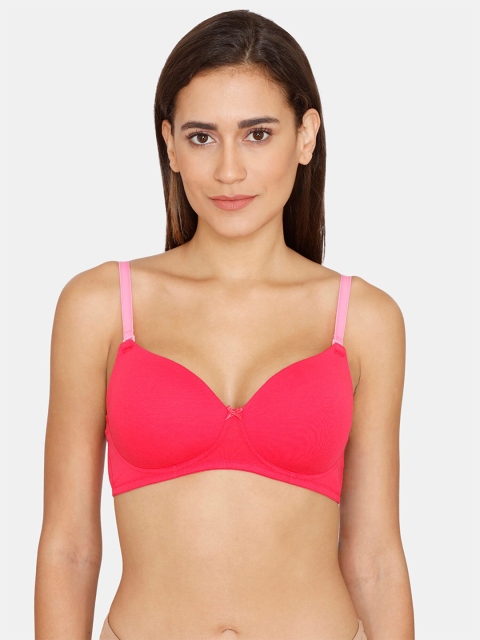 

Zivame Red Beautiful Basics Padded Non Wired 3/4th Coverage T-Shirt Bra