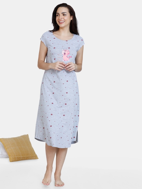 

Zivame Women Grey Printed Nightdress