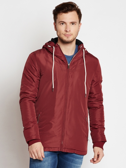 

Jack & Jones Men Red Solid Hooded Padded Jacket