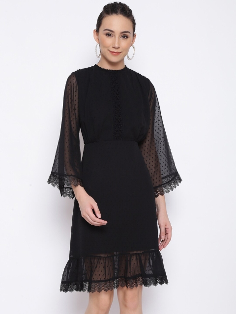 

MARC LOUIS Black Georgette A-Line Dress