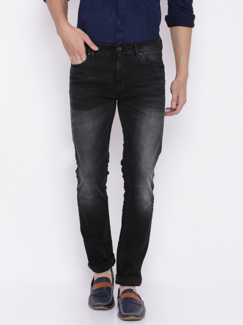 

Jack & Jones Men Black Skinny Fit Mid-Rise Clean Look Stretchable Jeans