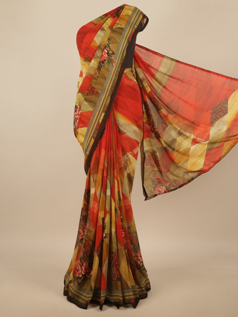 

Pothys Red & Beige Floral Printed Saree