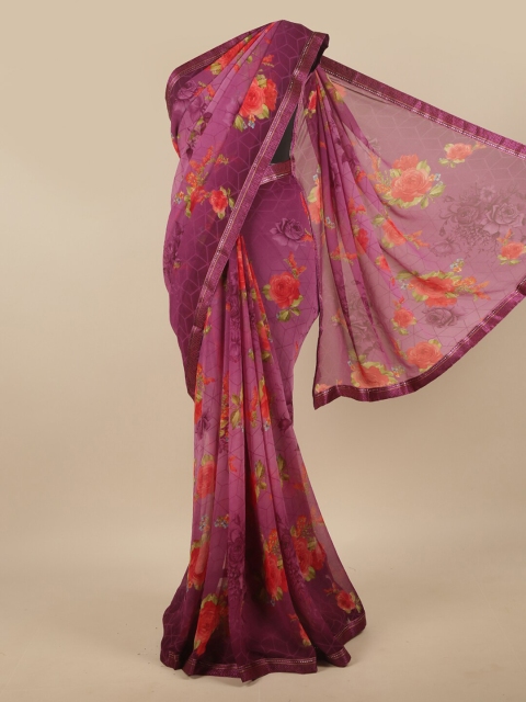 

Pothys Purple & Red Floral Zari Saree