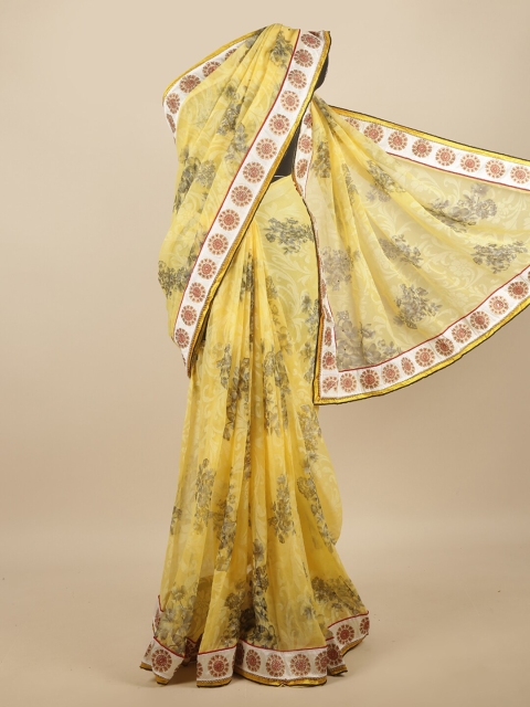

Pothys Yellow & White Floral Saree