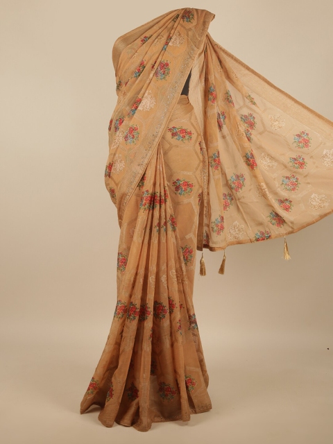 

Pothys Brown & Red Ethnic Motifs Printed Saree