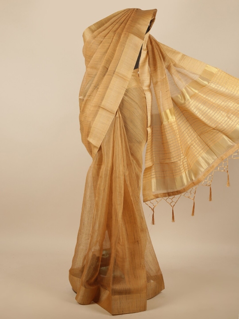 

Pothys Peach-Coloured Zari Jute Silk Saree