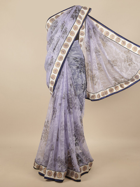 

Pothys Blue & Grey Floral Printed Saree