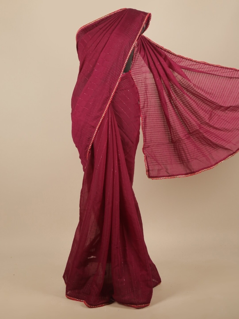 

Pothys Burgundy Striped Jute Silk Saree