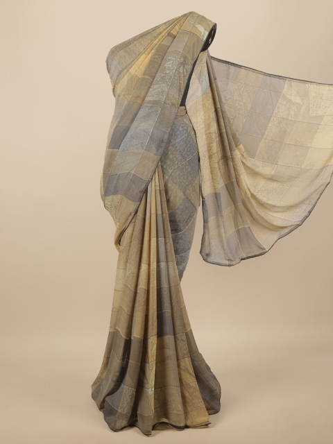 

Pothys Grey & Beige Poly Chiffon Saree