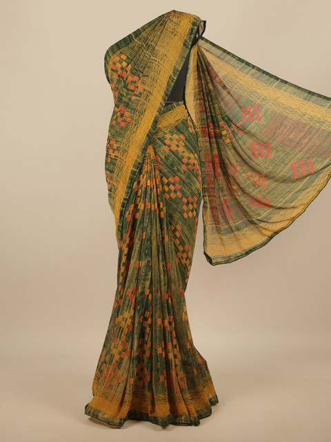 

Pothys Green & Orange Printed Saree