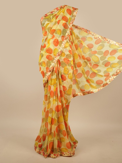 

Pothys Yellow & Orange Floral Saree