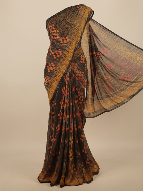 

Pothys Brown & Orange Geometric Printed Saree