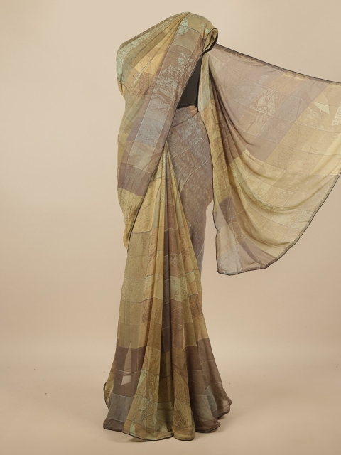 

Pothys Grey & Beige Poly Chiffon Saree