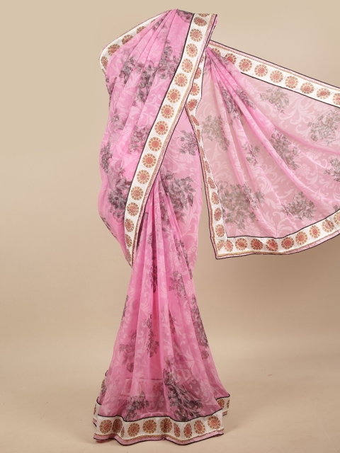 

Pothys Pink & White Floral Saree