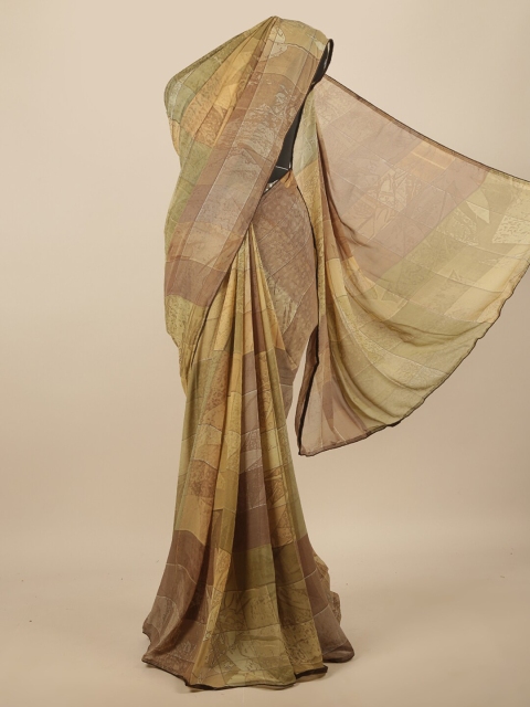 

Pothys Green & Yellow Poly Chiffon Saree