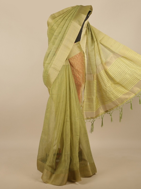 

Pothys Green & Gold-Toned Zari Jute Silk Saree