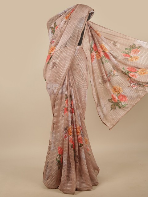 

Pothys Brown & Red Floral Printed Saree