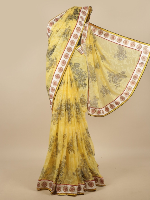 

Pothys Yellow & Grey Floral Printed Saree