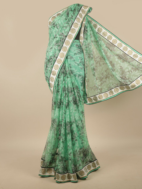 

Pothys Green & White Floral Printed Saree