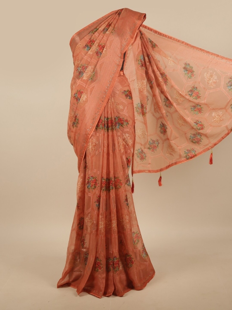 

Pothys Rust & Red Floral Printed Saree