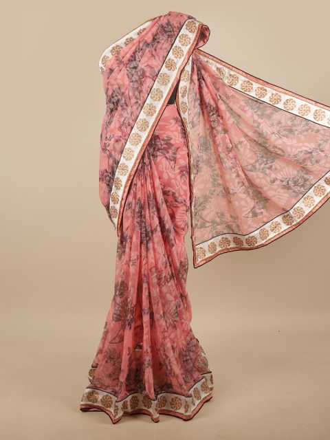 

Pothys Pink & White Floral Beads and Stones Saree