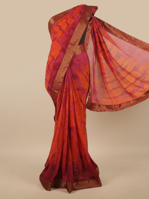 

Pothys Rust & Orange Printed Zari Saree