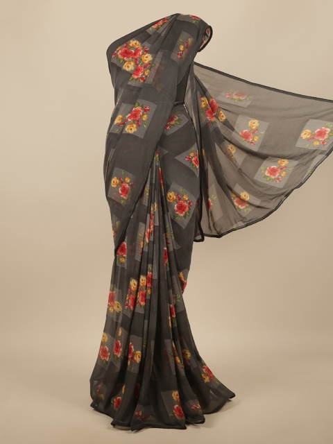 

Pothys Grey & Red Floral Saree