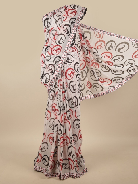 

Pothys White & Red Printed Saree