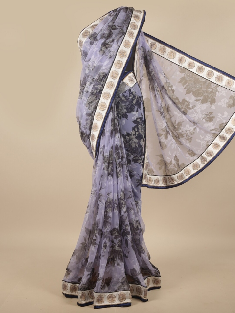 

Pothys Blue & Grey Floral Saree