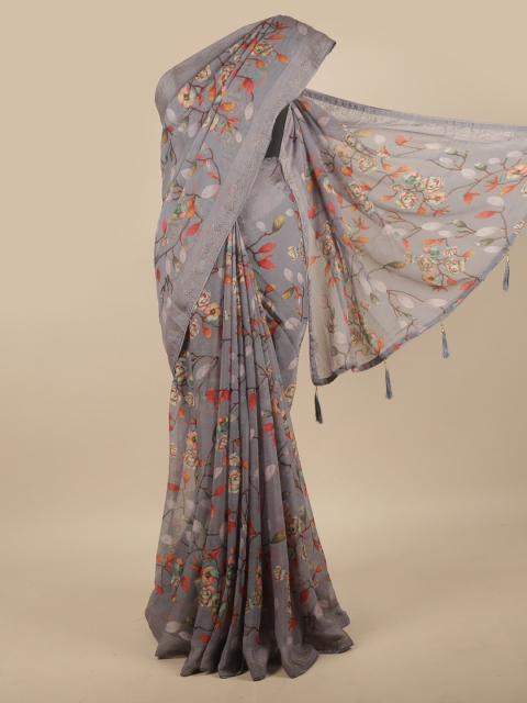 

Pothys Grey & Red Floral Saree