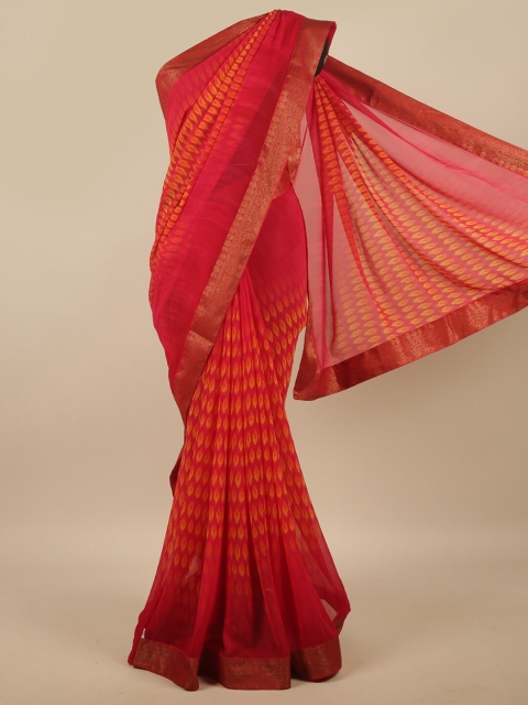 

Pothys Red & Gold-Toned Ethnic Motifs Zari Saree