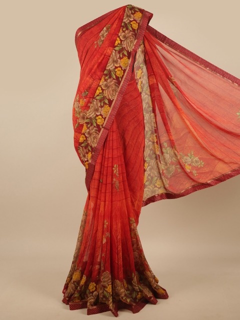 

Pothys Maroon & Green Floral Saree