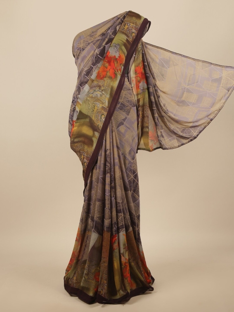 

Pothys Brown & Lavender Chiffon Saree