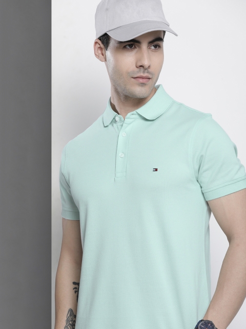 

Tommy Hilfiger Men Sea Green Solid Slim Fit T-shirt