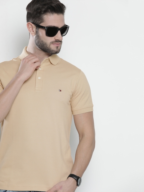 

Tommy Hilfiger Men Beige Polo Collar Organic Cotton Slim Fit Casual T-shirt