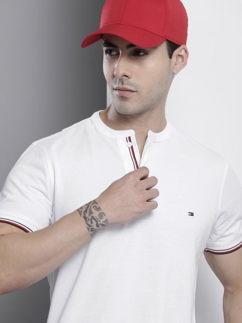 

Tommy Hilfiger Men White Solid Pure Cotton Slim Fit T-shirt