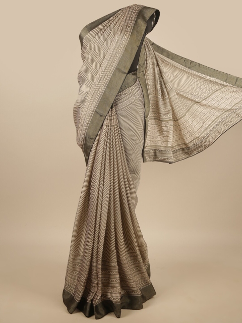 

Pothys Cream-Coloured Printed Saree