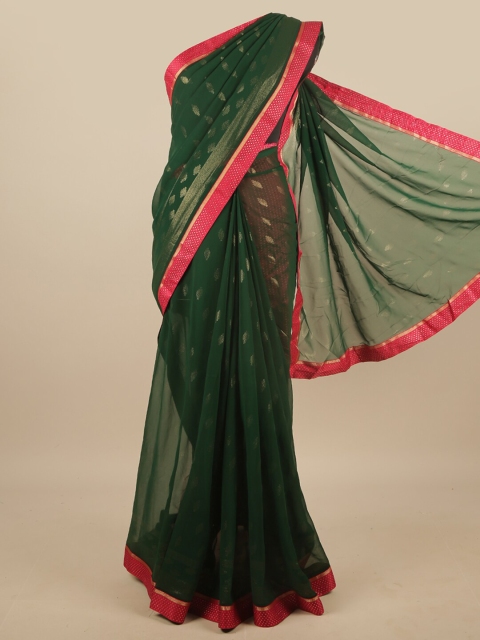 

Pothys Green & Pink Beads and Stones Poly Chiffon Saree