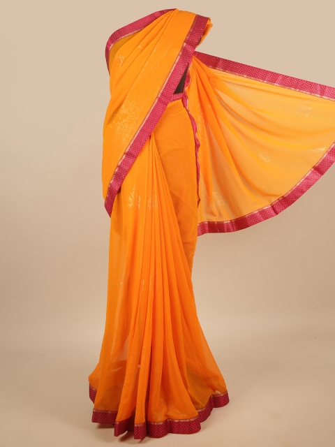 

Pothys Orange & Red Ethnic Motifs Beads and Stones Saree