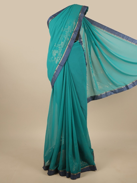 

Pothys Green & Blue Floral Printed Saree