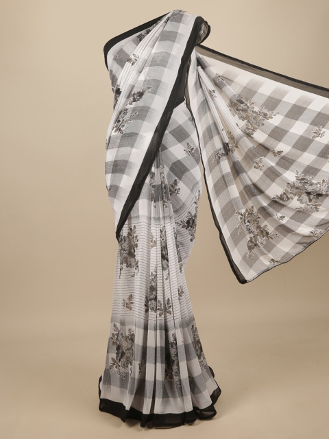 

Pothys White & Black Floral Saree