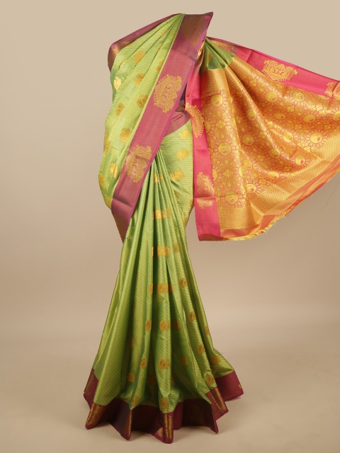 

Pothys Green & Pink Ethnic Motifs Zari Jute Silk Saree